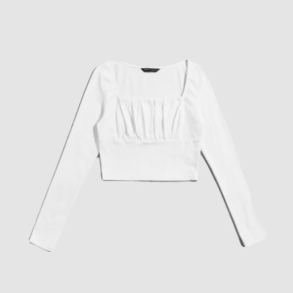 White long sleeve with ruching - Picture 1 of 1